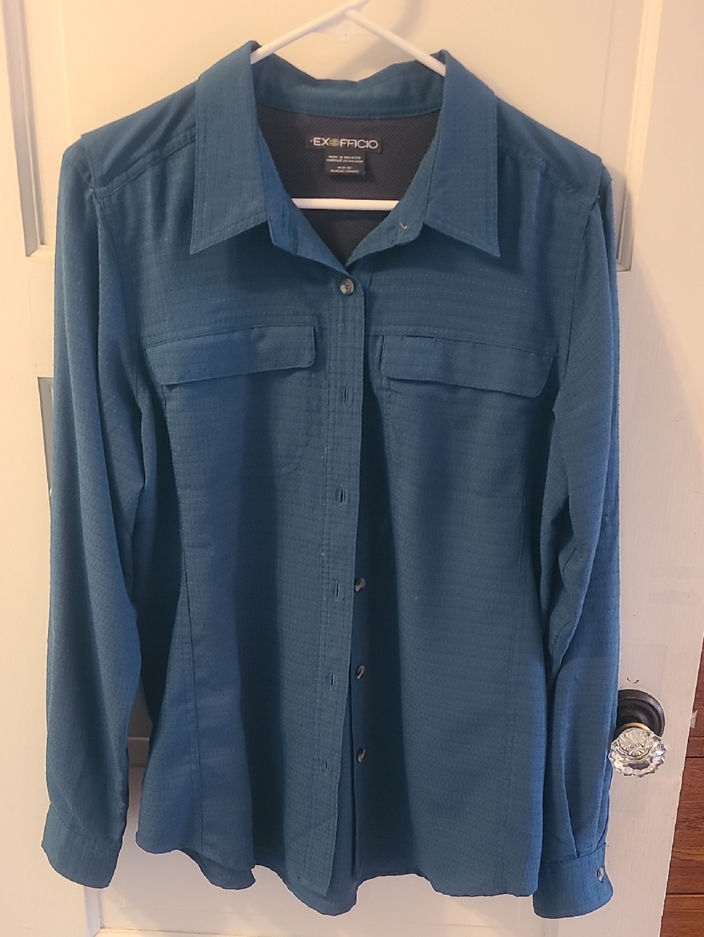 Exofficio Women's Teal Button-Front Lightweight Travel Shirt Jacket